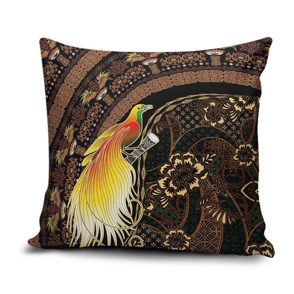 Papua New Guinea and Indonesia Batik Pillow Cover Bird of Paradise with Tribal Batik Patterns LT03 Multicolor - Polynesian Pride