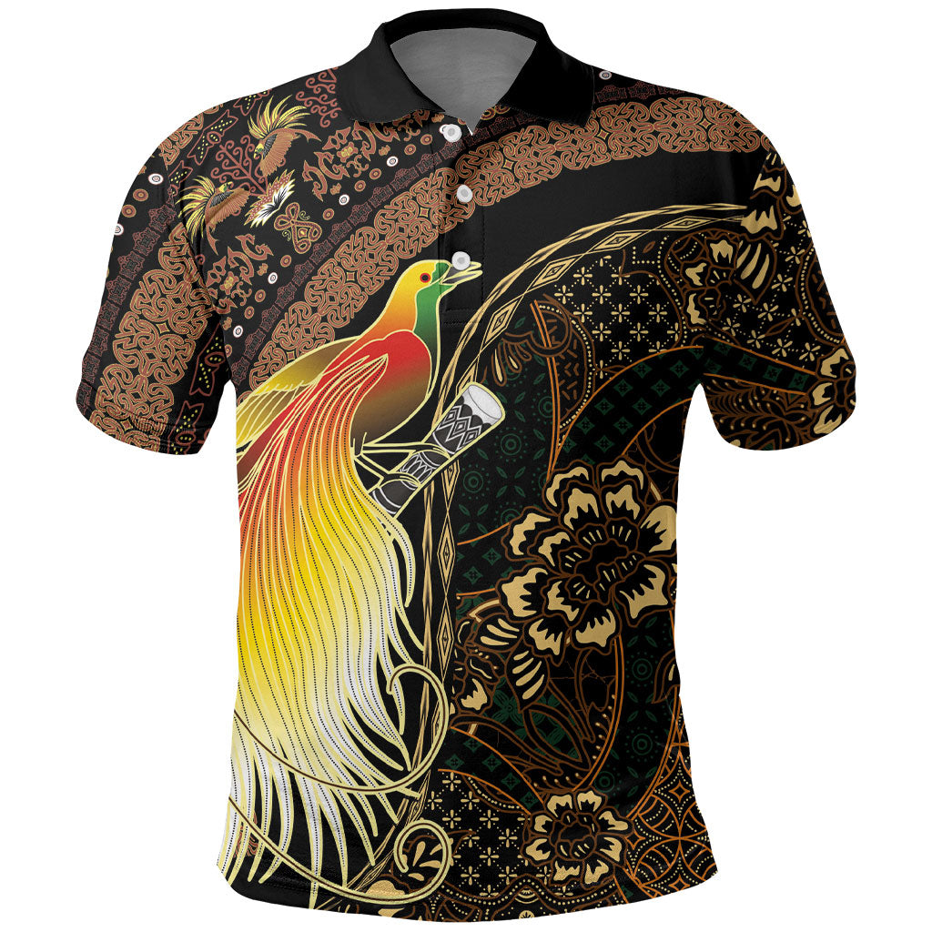 Papua New Guinea and Indonesia Batik Polo Shirt Bird of Paradise with Tribal Batik Patterns LT03 Multicolor - Polynesian Pride
