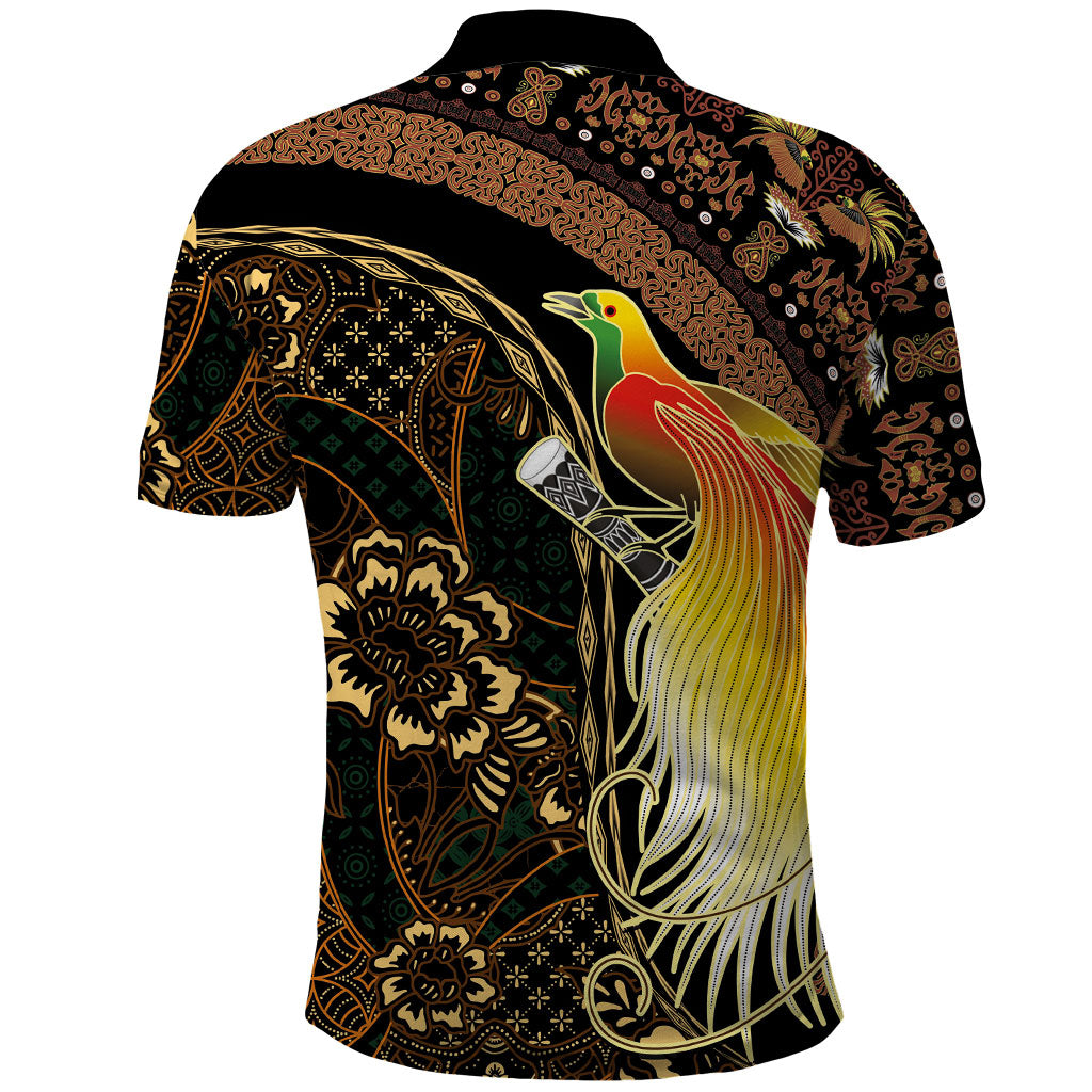 Papua New Guinea and Indonesia Batik Polo Shirt Bird of Paradise with Tribal Batik Patterns LT03 - Polynesian Pride