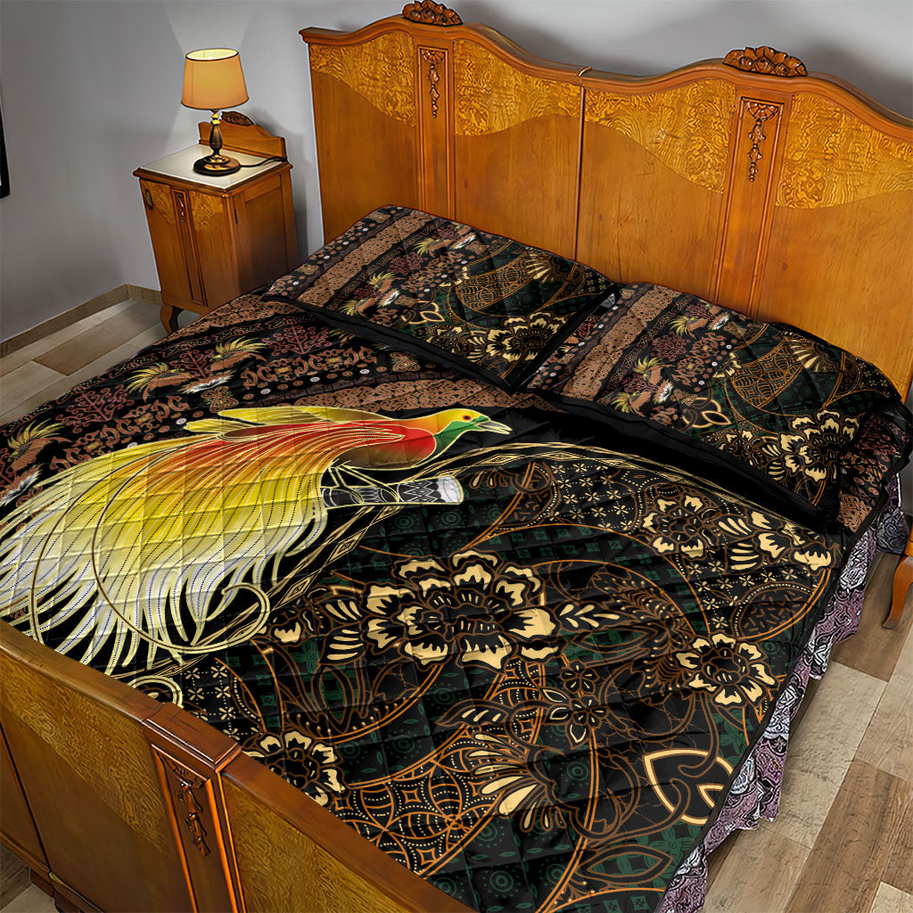 Papua New Guinea and Indonesia Batik Quilt Bed Set Bird of Paradise with Tribal Batik Patterns LT03 - Polynesian Pride