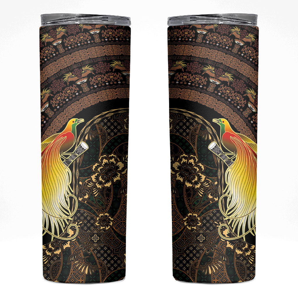 Papua New Guinea and Indonesia Batik Skinny Tumbler Bird of Paradise with Tribal Batik Patterns LT03 Multicolor - Polynesian Pride