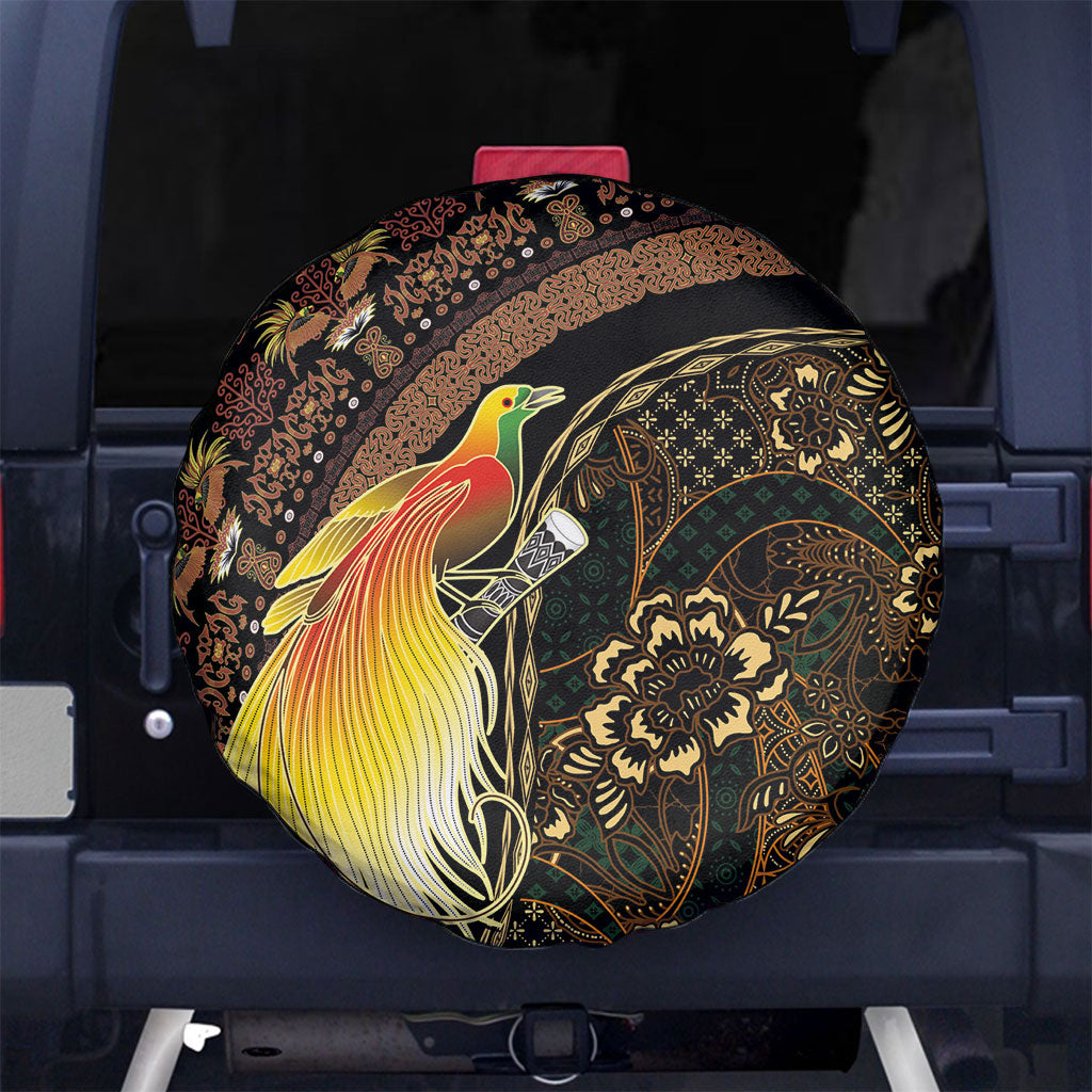 Papua New Guinea and Indonesia Batik Spare Tire Cover Bird of Paradise with Tribal Batik Patterns LT03 No hole Multicolor - Polynesian Pride