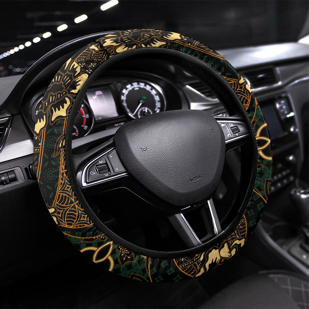 Papua New Guinea and Indonesia Batik Steering Wheel Cover Bird of Paradise with Tribal Batik Patterns LT03 Universal Fit Multicolor - Polynesian Pride