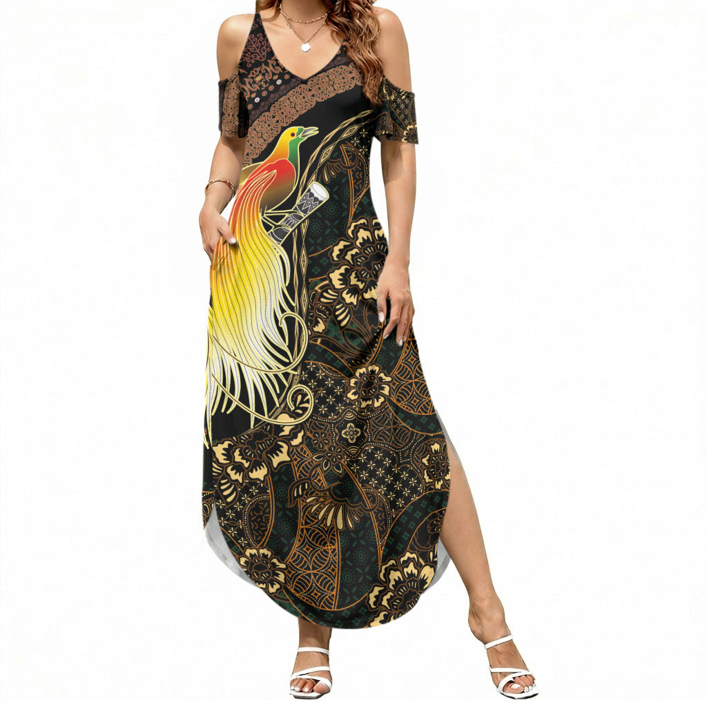 Papua New Guinea and Indonesia Batik Summer Maxi Dress Bird of Paradise with Tribal Batik Patterns LT03 Women Multicolor - Polynesian Pride