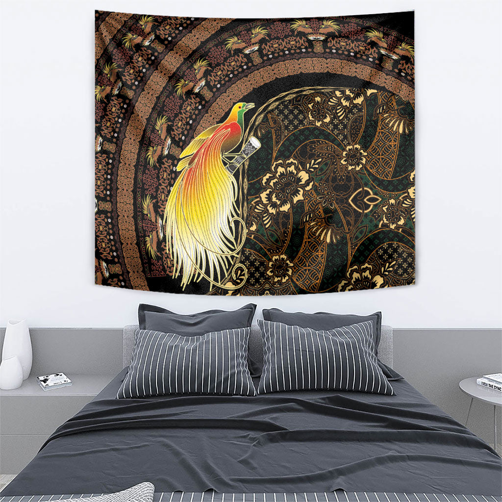 Papua New Guinea and Indonesia Batik Tapestry Bird of Paradise with Tribal Batik Patterns LT03 - Polynesian Pride