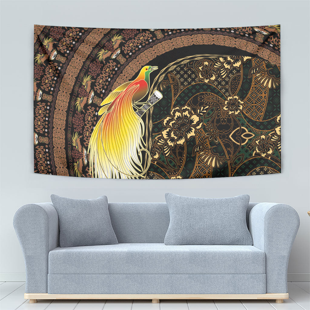 Papua New Guinea and Indonesia Batik Tapestry Bird of Paradise with Tribal Batik Patterns LT03 - Polynesian Pride