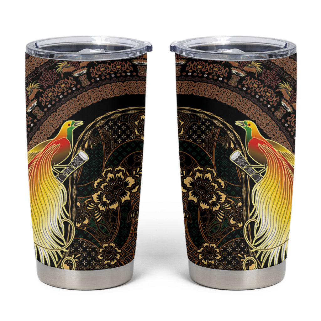 Papua New Guinea and Indonesia Batik Tumbler Cup Bird of Paradise with Tribal Batik Patterns LT03 Multicolor - Polynesian Pride