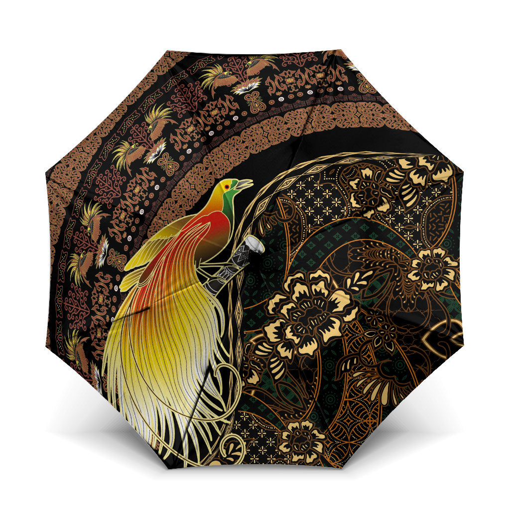 Papua New Guinea and Indonesia Batik Umbrella Bird of Paradise with Tribal Batik Patterns