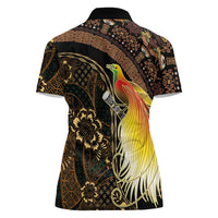 Papua New Guinea and Indonesia Batik Women Polo Shirt Bird of Paradise with Tribal Batik Patterns LT03 - Polynesian Pride