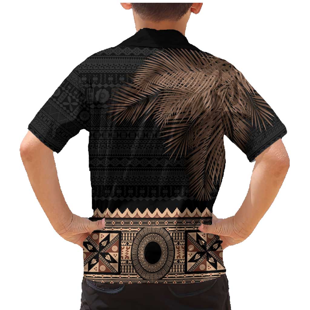 Fiji Palm Leaves Family Matching Mermaid Dress and Hawaiian Shirt Masi and Tapa Tribal Pattern Beige Color LT03 - Polynesian Pride