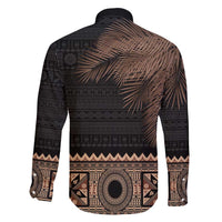 Fiji Palm Leaves Family Matching Short Sleeve Bodycon Dress and Hawaiian Shirt Masi and Tapa Tribal Pattern Beige Color LT03 - Polynesian Pride
