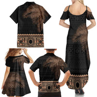 Fiji Palm Leaves Family Matching Summer Maxi Dress and Hawaiian Shirt Masi and Tapa Tribal Pattern Beige Color LT03 - Polynesian Pride
