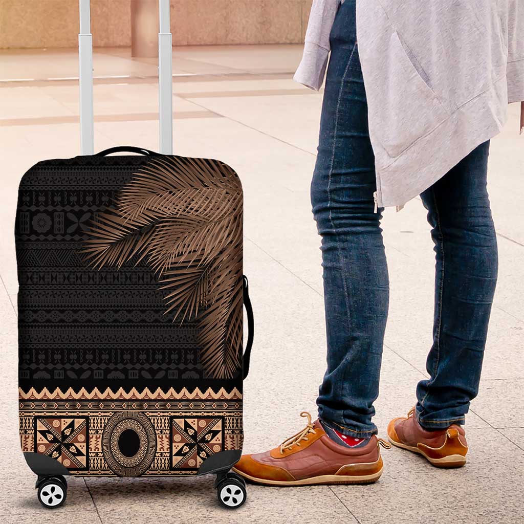 Fiji Palm Leaves Luggage Cover Masi and Tapa Tribal Pattern Beige Color LT03 Beige - Polynesian Pride