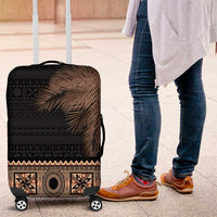 Fiji Palm Leaves Luggage Cover Masi and Tapa Tribal Pattern Beige Color LT03 Beige - Polynesian Pride
