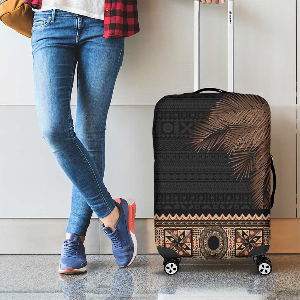 Fiji Palm Leaves Luggage Cover Masi and Tapa Tribal Pattern Beige Color LT03 - Polynesian Pride