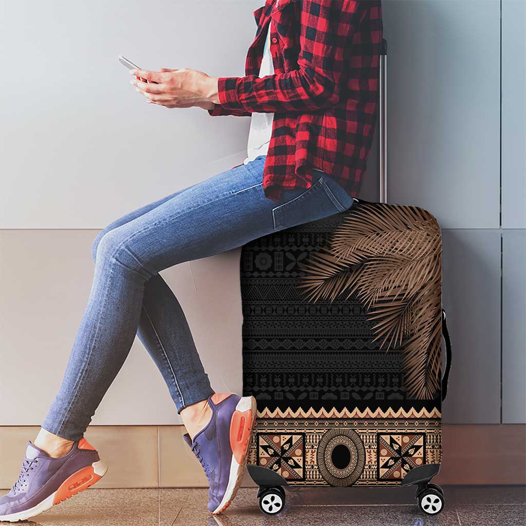 Fiji Palm Leaves Luggage Cover Masi and Tapa Tribal Pattern Beige Color LT03 - Polynesian Pride