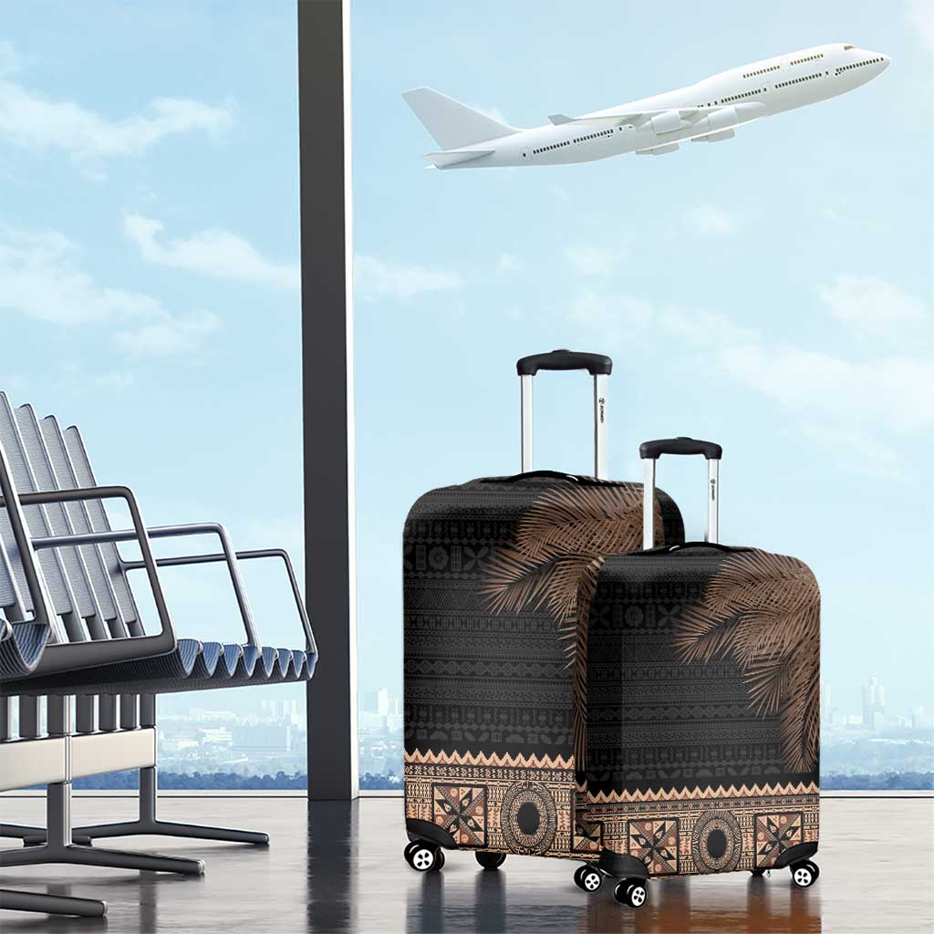 Fiji Palm Leaves Luggage Cover Masi and Tapa Tribal Pattern Beige Color LT03 - Polynesian Pride