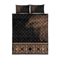 Fiji Palm Leaves Quilt Bed Set Masi and Tapa Tribal Pattern Beige Color LT03 - Polynesian Pride