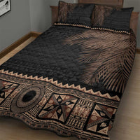 Fiji Palm Leaves Quilt Bed Set Masi and Tapa Tribal Pattern Beige Color LT03 - Polynesian Pride