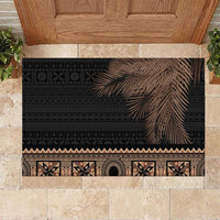 Fiji Palm Leaves Rubber Doormat Masi and Tapa Tribal Pattern Beige Color LT03 Beige - Polynesian Pride
