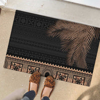 Fiji Palm Leaves Rubber Doormat Masi and Tapa Tribal Pattern Beige Color LT03 - Polynesian Pride
