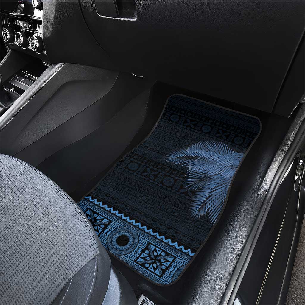 Fiji Palm Leaves Car Mats Masi and Tapa Tribal Pattern Blue Color