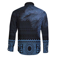 Fiji Palm Leaves Family Matching Off Shoulder Maxi Dress and Hawaiian Shirt Masi and Tapa Tribal Pattern Blue Color LT03 - Polynesian Pride
