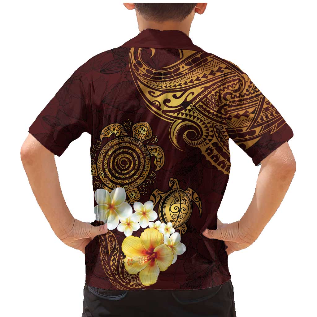Polynesian Turtle Family Matching Mermaid Dress and Hawaiian Shirt Plumeria Hibiscus Pattern Oxblood LT03 - Polynesian Pride
