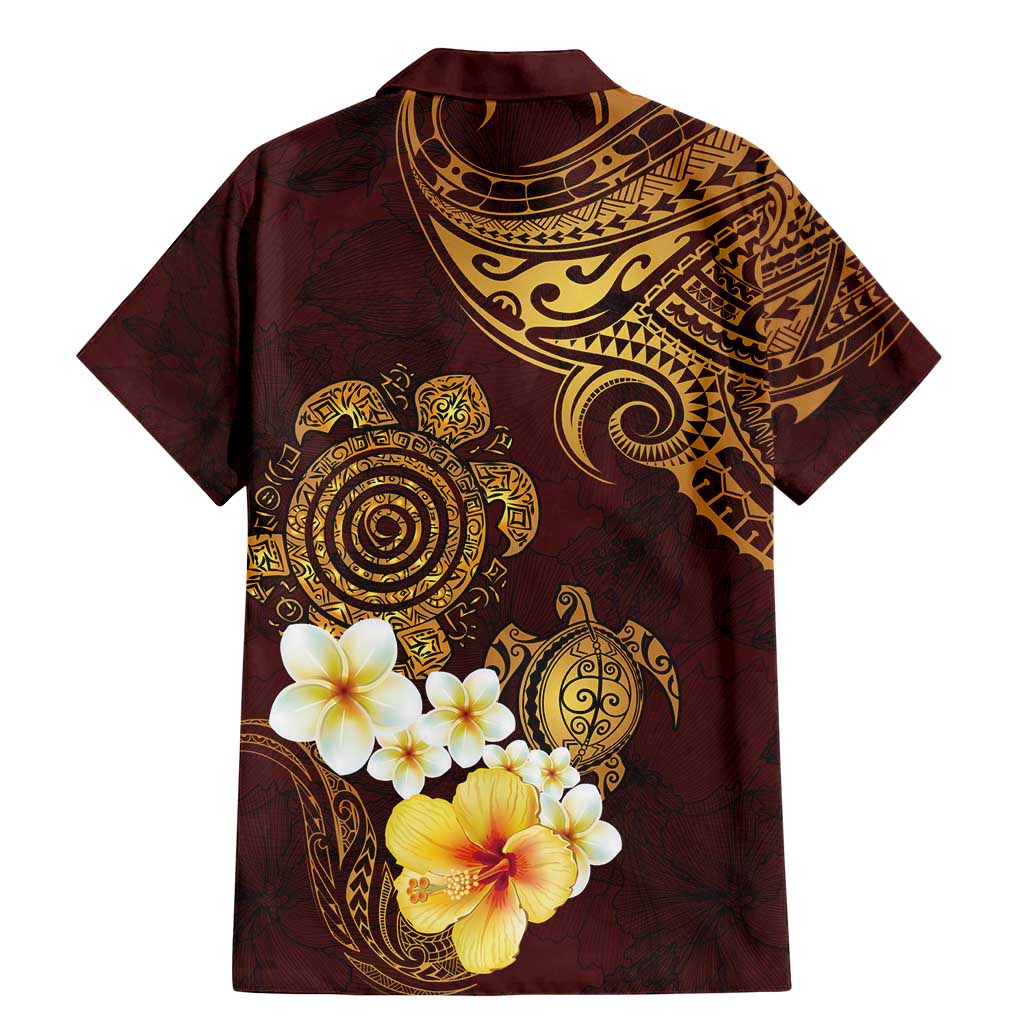 Polynesian Turtle Family Matching Mermaid Dress and Hawaiian Shirt Plumeria Hibiscus Pattern Oxblood LT03 - Polynesian Pride