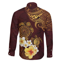 Polynesian Turtle Family Matching Puletasi and Hawaiian Shirt Plumeria Hibiscus Pattern Oxblood LT03 - Polynesian Pride