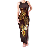 Polynesian Turtle Family Matching Tank Maxi Dress and Hawaiian Shirt Plumeria Hibiscus Pattern Oxblood LT03 Mom's Dress Oxblood - Polynesian Pride