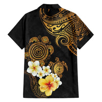 Polynesian Turtle Family Matching Off Shoulder Maxi Dress and Hawaiian Shirt Plumeria Hibiscus Pattern Black Color LT03 - Polynesian Pride