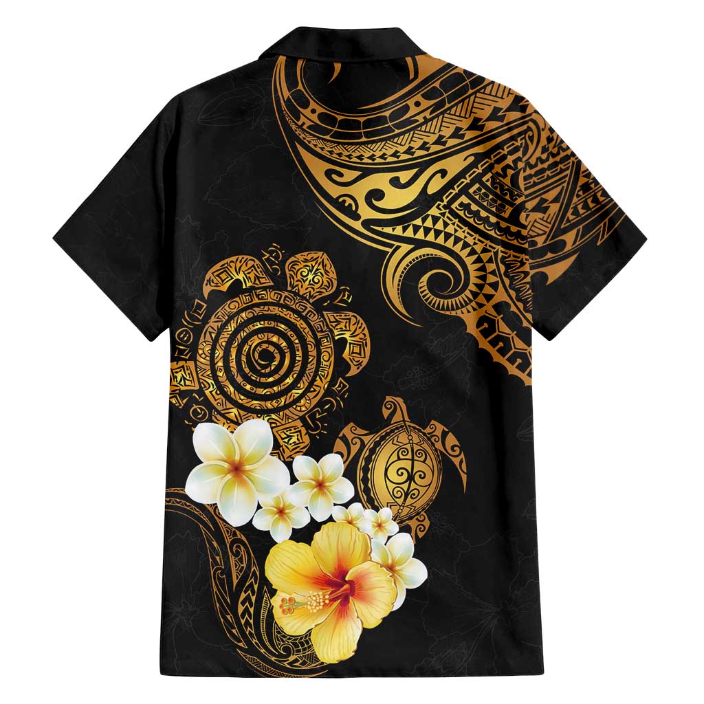 Polynesian Turtle Family Matching Tank Maxi Dress and Hawaiian Shirt Plumeria Hibiscus Pattern Black Color LT03 - Polynesian Pride