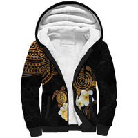 Polynesian Turtle Sherpa Hoodie Plumeria Hibiscus Pattern Black Color LT03 Unisex Black - Polynesian Pride