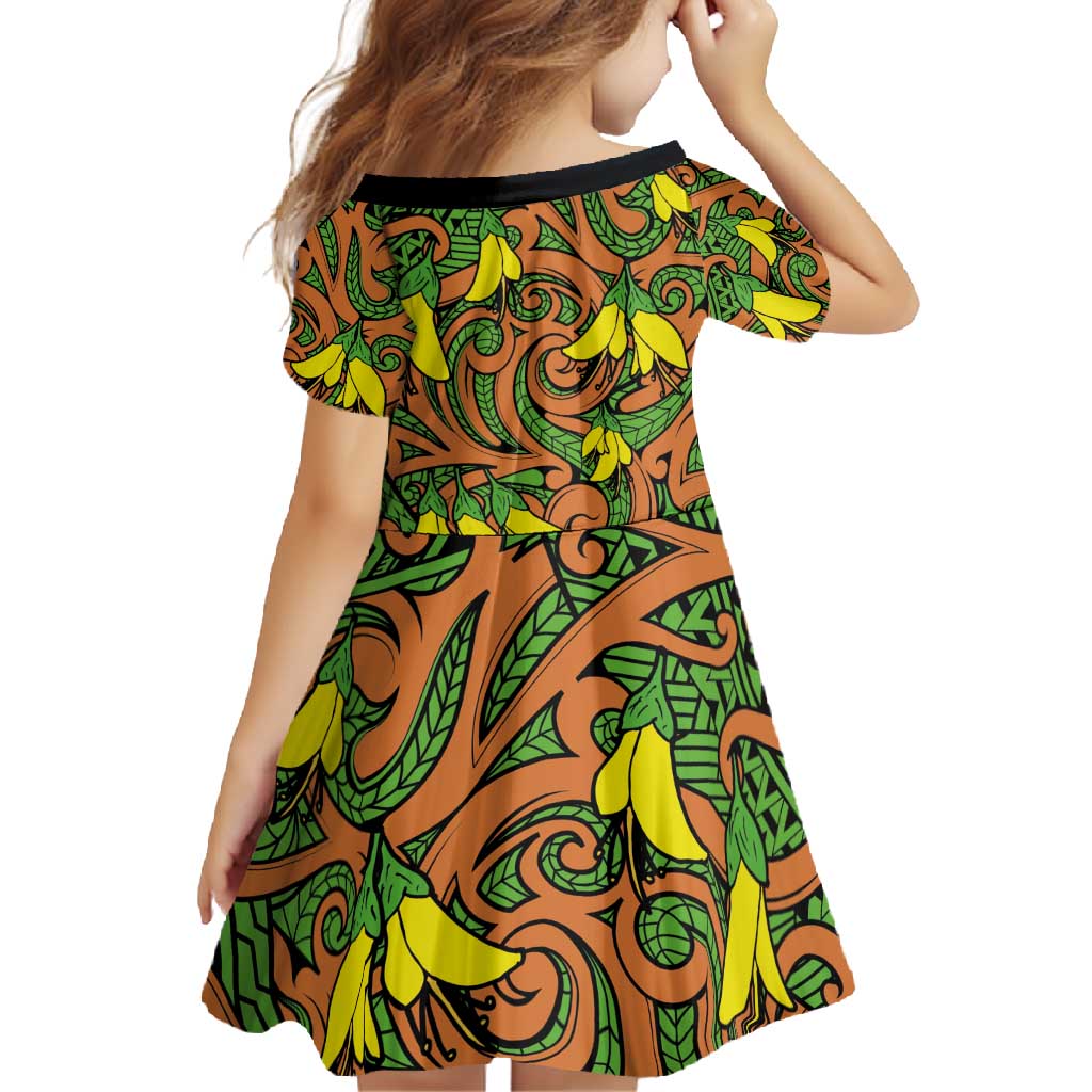 New Zealand Kowhai Flowers Family Matching Summer Maxi Dress and Hawaiian Shirt Maori Koru Pattern LT03 - Polynesian Pride
