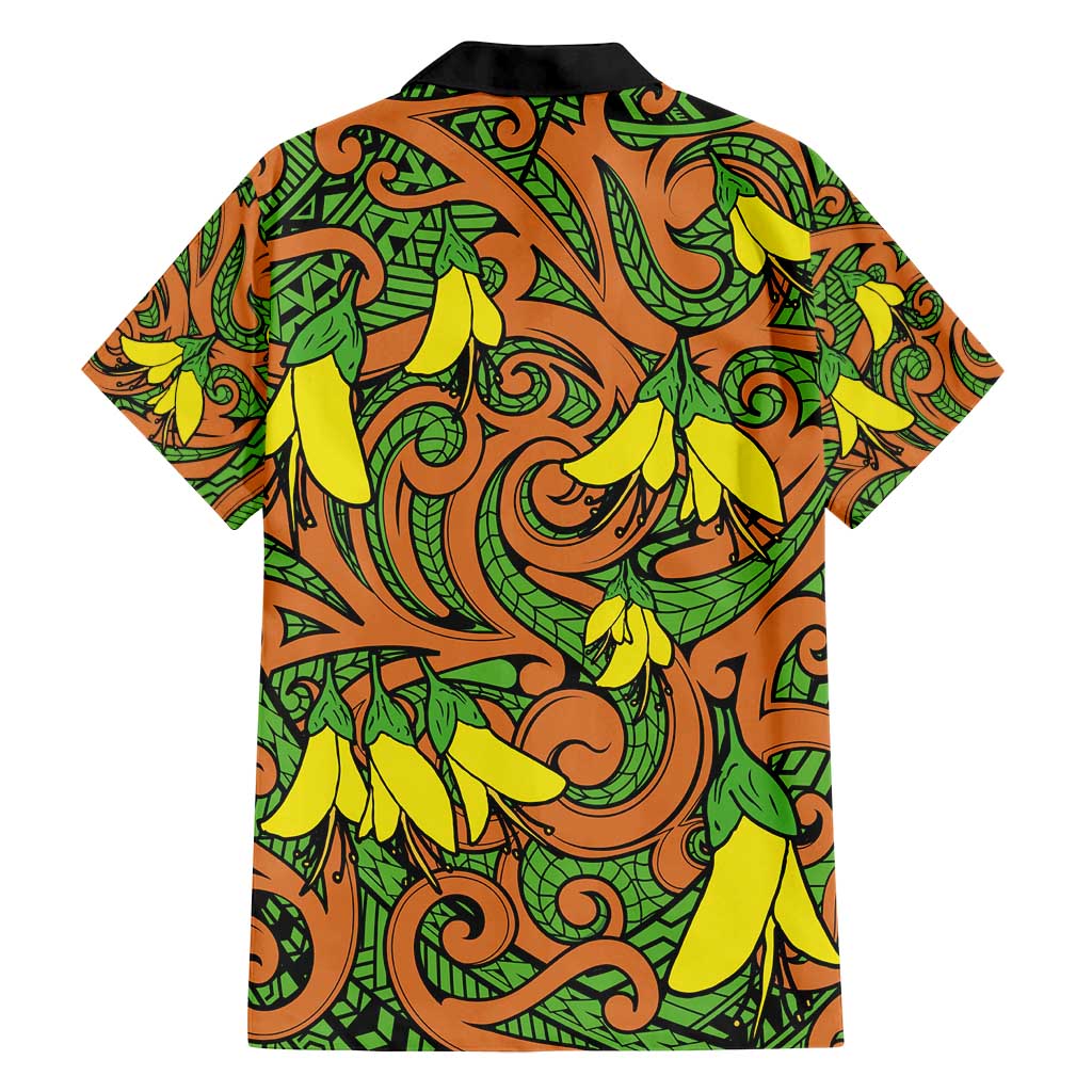 New Zealand Kowhai Flowers Family Matching Tank Maxi Dress and Hawaiian Shirt Maori Koru Pattern LT03 - Polynesian Pride