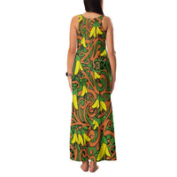 New Zealand Kowhai Flowers Family Matching Tank Maxi Dress and Hawaiian Shirt Maori Koru Pattern LT03 - Polynesian Pride