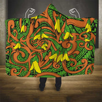 New Zealand Kowhai Flowers Hooded Blanket Maori Koru Pattern LT03 - Polynesian Pride