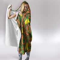 New Zealand Kowhai Flowers Hooded Blanket Maori Koru Pattern LT03 - Polynesian Pride