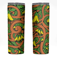 New Zealand Kowhai Flowers Skinny Tumbler Maori Koru Pattern LT03 Orange - Polynesian Pride