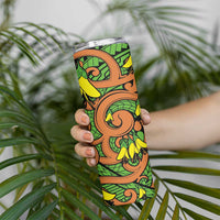 New Zealand Kowhai Flowers Skinny Tumbler Maori Koru Pattern LT03 - Polynesian Pride