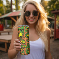 New Zealand Kowhai Flowers Skinny Tumbler Maori Koru Pattern LT03 - Polynesian Pride