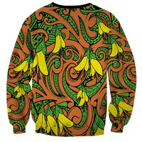New Zealand Kowhai Flowers Sweatshirt Maori Koru Pattern