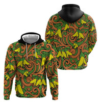New Zealand Kowhai Flowers Zip Hoodie Maori Koru Pattern LT03 - Polynesian Pride