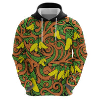 New Zealand Kowhai Flowers Zip Hoodie Maori Koru Pattern LT03 - Polynesian Pride