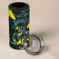 New Zealand Kowhai Flowers 4 in 1 Can Cooler Tumbler Maori Koru Pattern With Paua Shell Style LT03 - Polynesian Pride