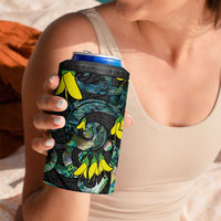 New Zealand Kowhai Flowers 4 in 1 Can Cooler Tumbler Maori Koru Pattern With Paua Shell Style LT03 - Polynesian Pride
