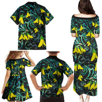 New Zealand Kowhai Flowers Family Matching Puletasi and Hawaiian Shirt Maori Koru Pattern With Paua Shell Style LT03 - Polynesian Pride