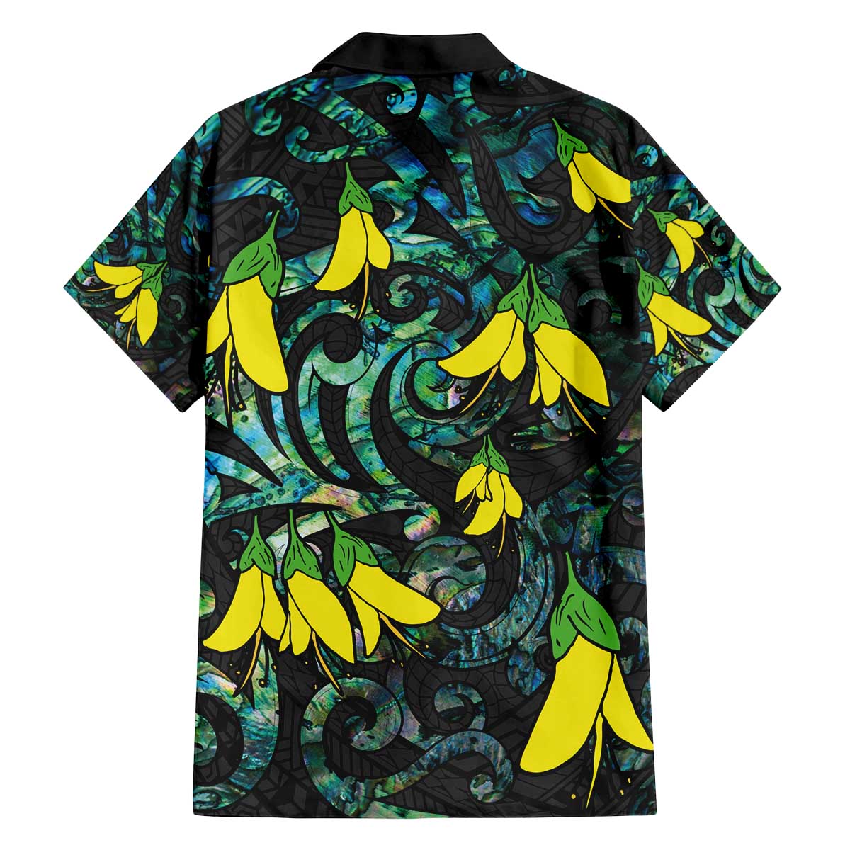 New Zealand Kowhai Flowers Family Matching Puletasi and Hawaiian Shirt Maori Koru Pattern With Paua Shell Style LT03 - Polynesian Pride