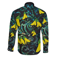 New Zealand Kowhai Flowers Family Matching Puletasi and Hawaiian Shirt Maori Koru Pattern With Paua Shell Style LT03 - Polynesian Pride
